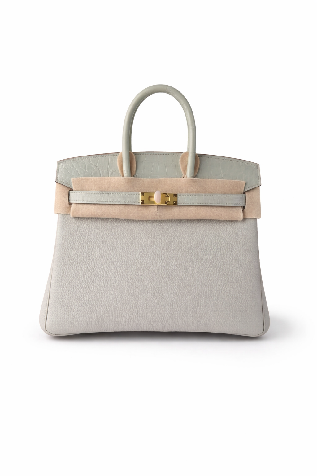 Hermès Birkin 25 Crocodile Touch in togo leather Light grey color / Gold Hardware 01