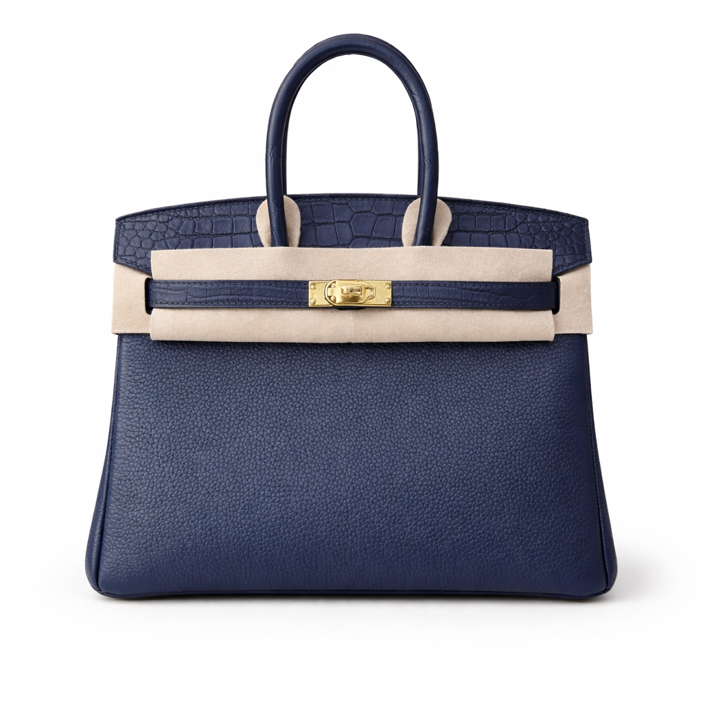 Hermès Birkin 30 Crocodile Touch in togo leather Blue color / Gold Hardware 01