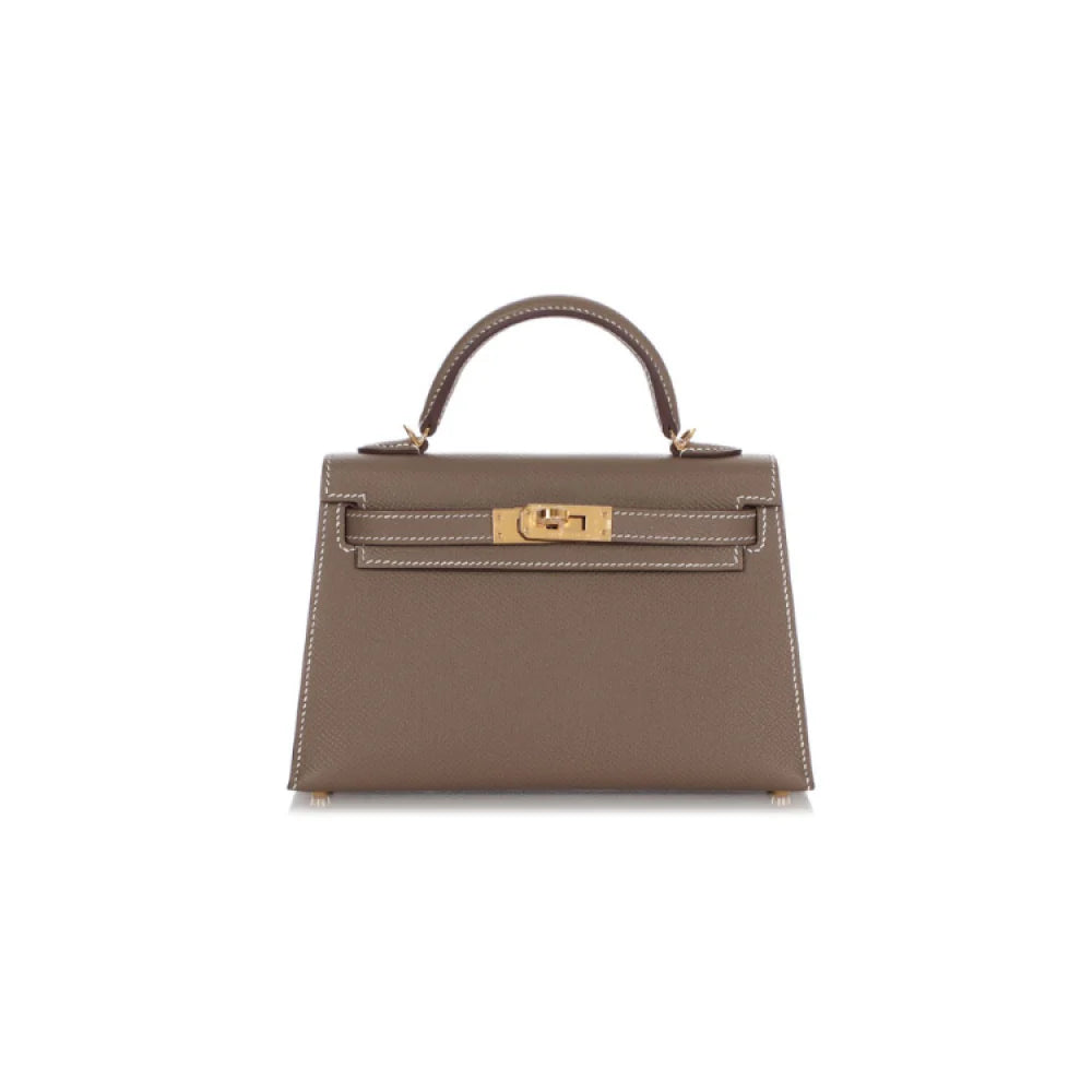 Hermès Mini Kelly Epsom Etoupe / Gold Hardware 01