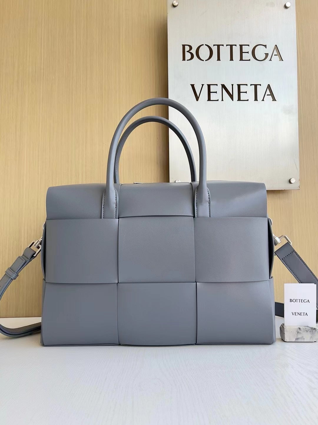 Structured Maxi Weave Tote with Double Handles