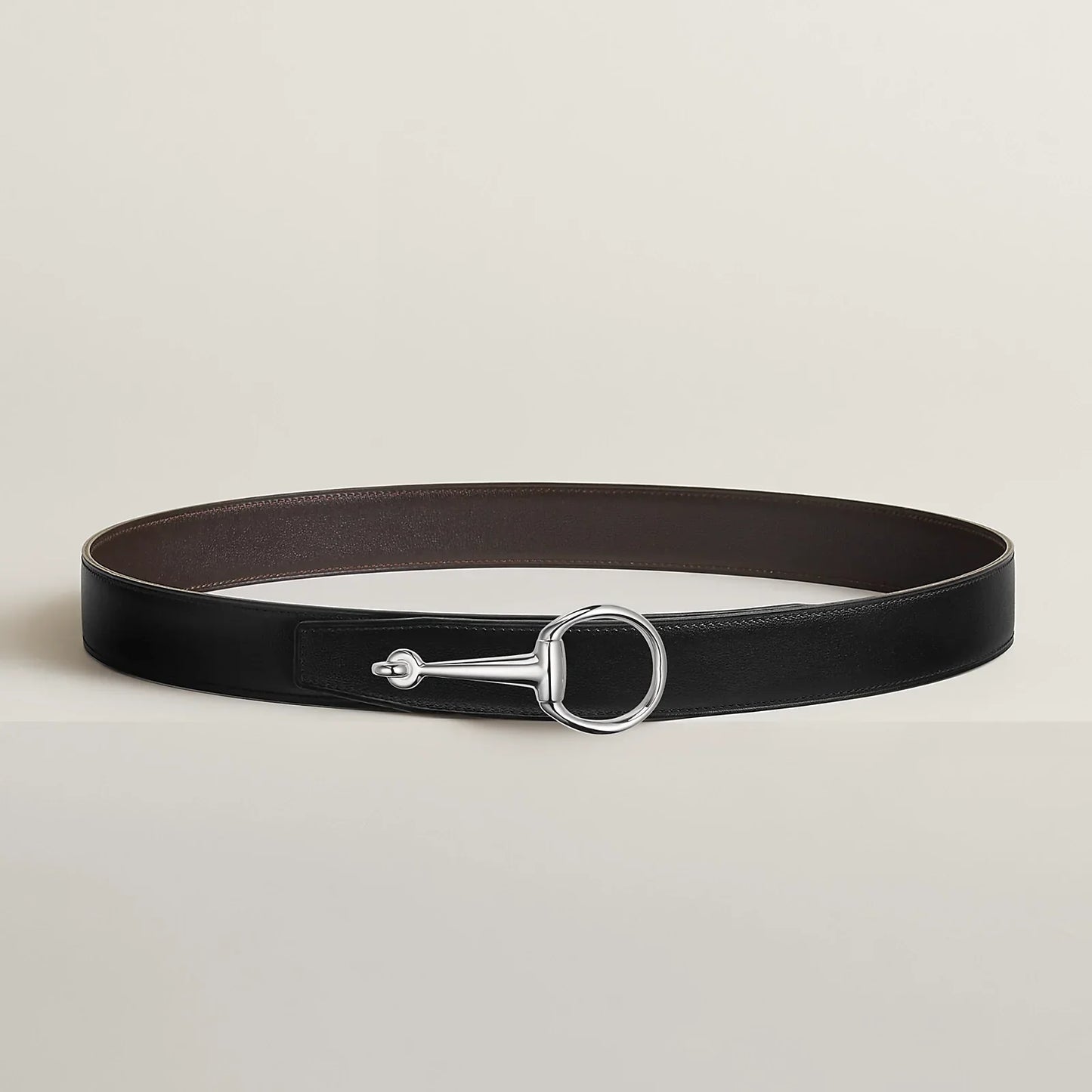 VERT-DE-GRIS / GOLD-NOIR / ÉBÈNE CASAQUE BELT BUCKLE & REVERSIBLE LEATHER STRAP 32 MM