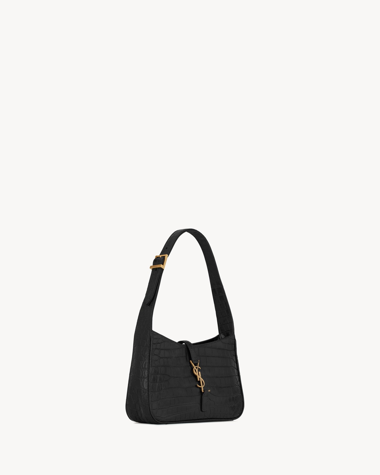 Saint Laurent LE 5 À 7 In Crocodile-Embossed Shiny Leather