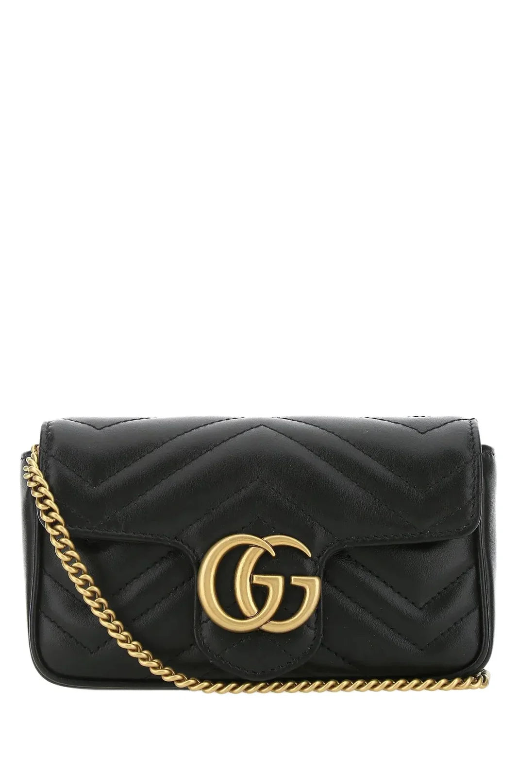Gucci Marmont Shoulder Bag Mini(16.5CM) Black gold 01