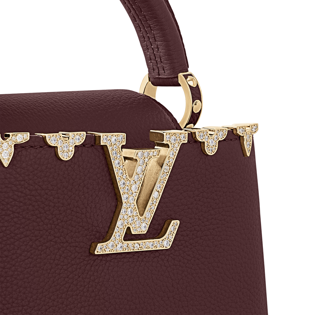 Capucines Mini Taurillon Leather Bordeaux Top Handle Bag