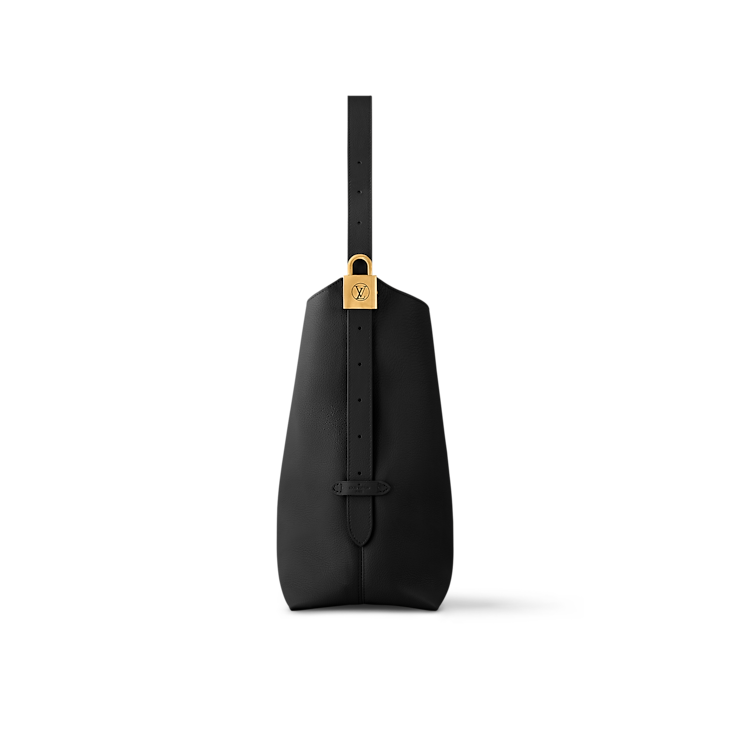 Low Key Hobo MM Smooth Calfskin Leather Black Top Handle Bag