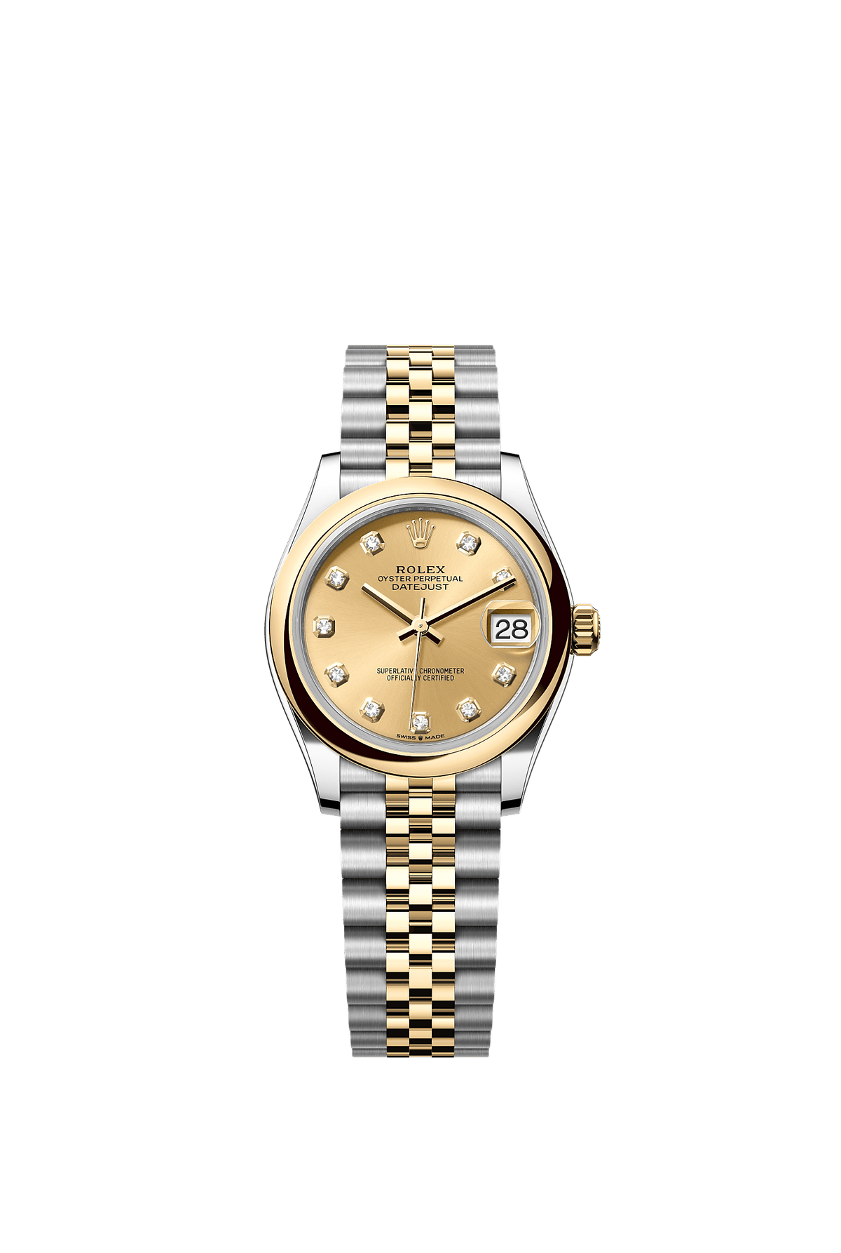 Datejust 31 Oystersteel Yellow Gold Champagne Diamond Dial Jubilee Bracelet 31mm Self-Winding Watch