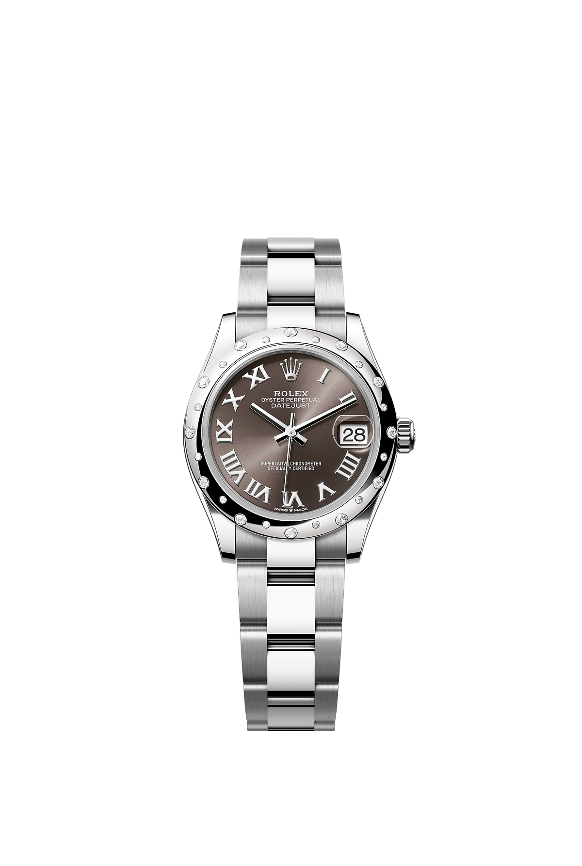 Datejust 31 Oyster Perpetual Chronometer Watch 31mm Oystersteel White Gold Diamond Bezel Dark Grey Dial Oyster Bracelet