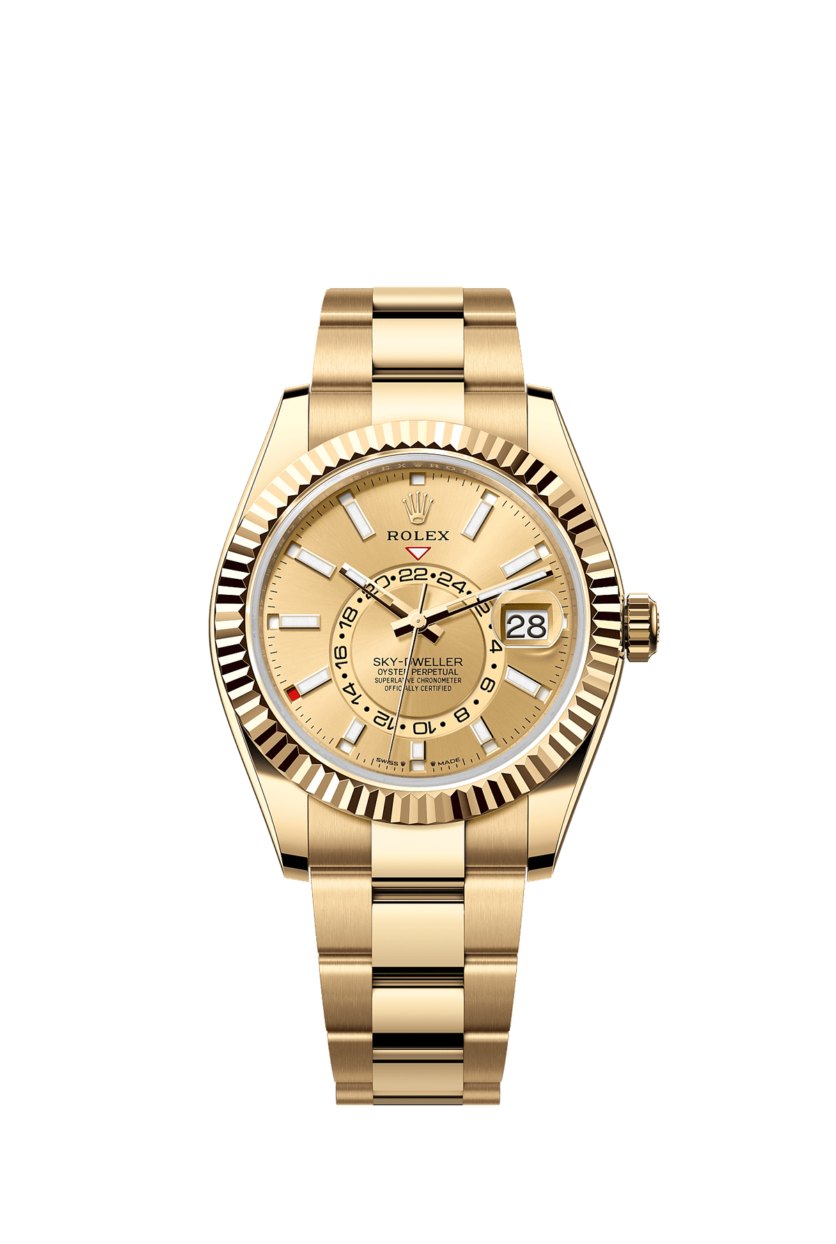 Sky-Dweller 42 Oyster Perpetual Chronometer Watch 42mm 18ct Yellow Gold Champagne Dial Oyster Bracelet