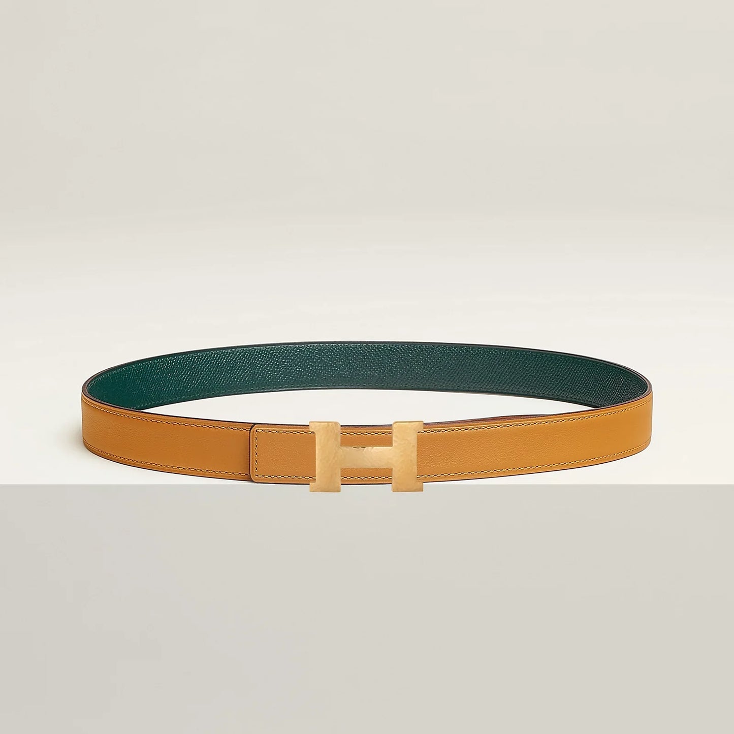 NATUREL SABLE / ORANGE FIELD-SÉSAME / VERT CYPRÈS MINI CONSTANCE MARTELEE BELT BUCKLE & REVERSIBLE LEATHER STRAP 24 MM