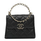 Grained Shiny Calfskin & Gold-Tone Metal Clutch with Chain