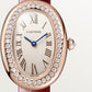 Baignoire Mini 18K Rose Gold Diamond Silvered Dial Red Alligator Strap Watch