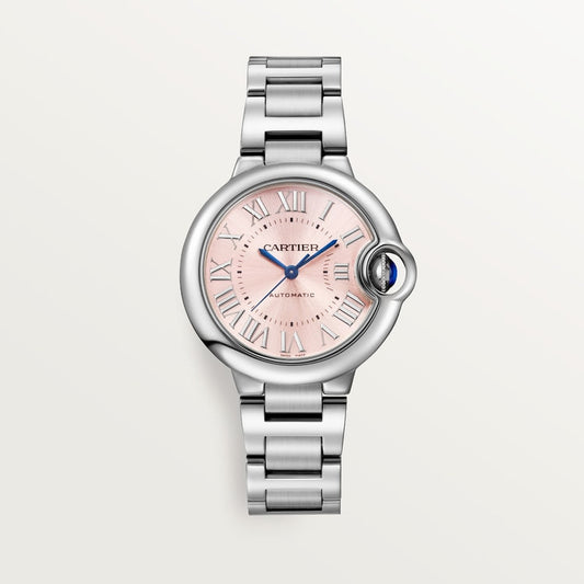 Ballon Bleu 33mm Steel Automatic Pink Sunray Dial Steel Bracelet Watch