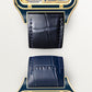 Santos-Dumont Skeleton Large 31mm Yellow Gold Blue Crown Skeleton Dial Blue Alligator Strap Self-Winding Watch