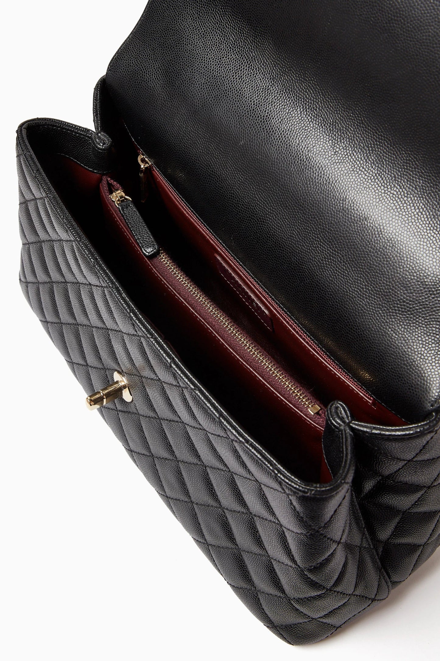 Chanel Coco Black Quilted Caviar Leather Top Handle Bag Small size 01