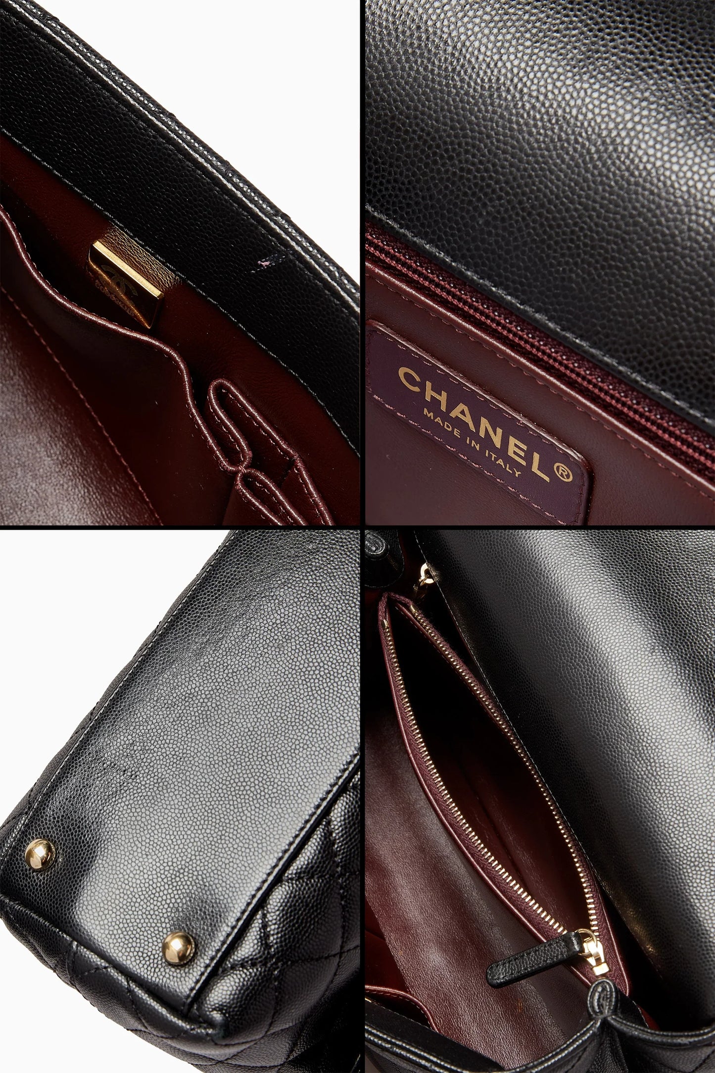 Chanel Coco Black Quilted Caviar Leather Top Handle Bag Small size 01