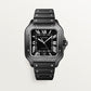 Santos de Cartier Large 39.8mm Steel Black Dial Rubber Strap Self-Winding Watch