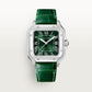 Santos de Cartier Medium 35.1mm Steel Blue Crown Green Dial Steel Bracelet Self-Winding Watch