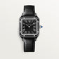 Santos-Dumont Large 43.5mm x 31.4mm Steel Blue Crown Black Lacquer Dial Alligator Leather Strap Manual Watch