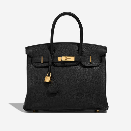 Birkin Hermes Bag Size 30  Black Color Togo leather Gold  Hardware 01