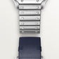Santos de Cartier Small 34.5mm x 27mm Steel Blue Crown Silver Sunray Dial Steel Bracelet Quartz Watch