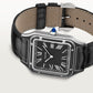 Santos-Dumont Large 43.5mm x 31.4mm Steel Blue Crown Black Lacquer Dial Alligator Leather Strap Manual Watch