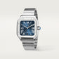 Santos Large 39.8mm Steel Blue Crown Graduated Blue Dial Steel Bracelet Automatic Watch