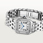 Panthère de Cartier Medium 36.5mm x 26.7mm Steel Diamond Bezel Blue Crown Silver Dial Steel Bracelet Quartz Watch