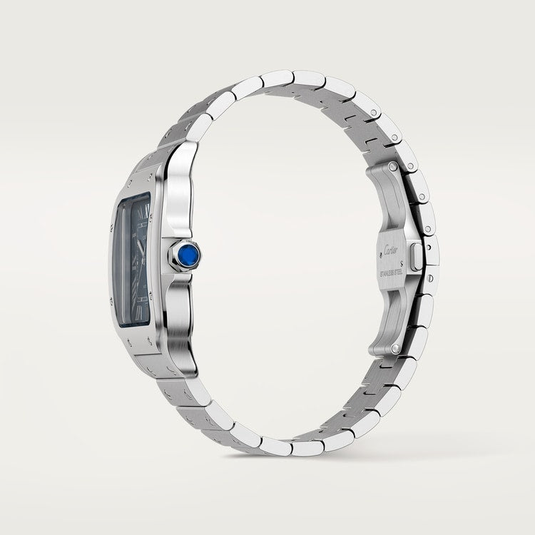 Santos Large 39.8mm Steel Blue Crown Graduated Blue Dial Steel Bracelet Automatic Watch