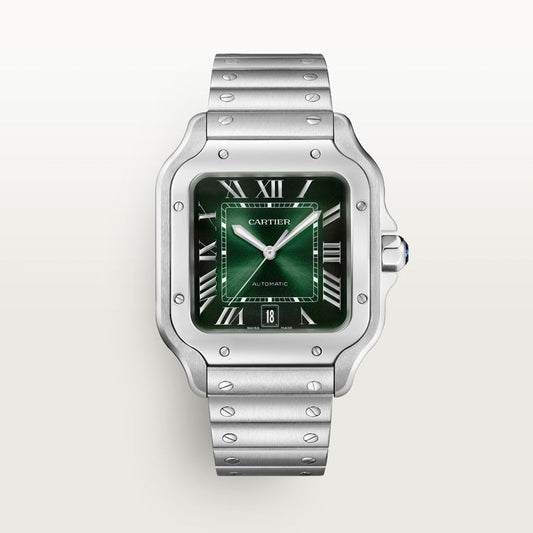 Santos de Cartier Large 39.8mm Steel Green Dial Steel Bracelet Self-Winding Watch