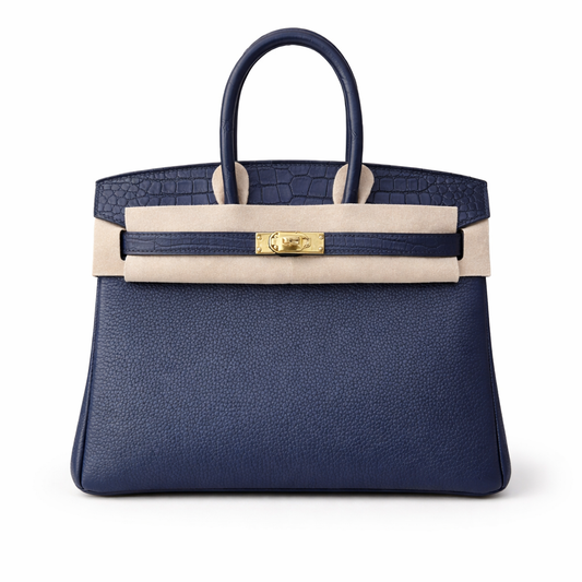 Hermès Birkin 30 Crocodile Touch in togo leather Blue color / Gold  Hardware 01