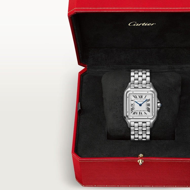 Panthère de Cartier Large 42mm x 31mm Steel Blue Crown Silvered Dial Steel Bracelet Quartz Watch
