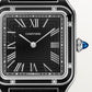 Santos-Dumont Large 43.5mm x 31.4mm Steel Blue Crown Black Lacquer Dial Alligator Leather Strap Manual Watch