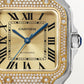 Santos de Cartier Medium 35.1mm Steel Yellow Gold Bezel Diamond-Set Golden Sunray Dial Steel Bracelet Self-Winding Watch