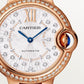 Ballon Bleu 33mm Rose Gold Diamond Case Silver Guilloché Dial Alligator Strap Automatic Watch