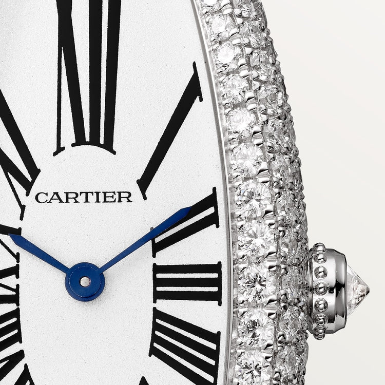 Baignoire Allongée 18K White Gold Diamond Silvered Dial Light Gray Alligator Strap Watch