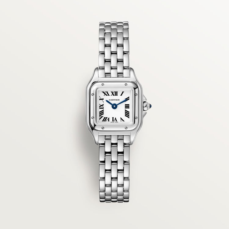 Panthère de Cartier Mini 25mm x 19mm Steel Blue Crown Silver Dial Steel Bracelet Quartz Watch