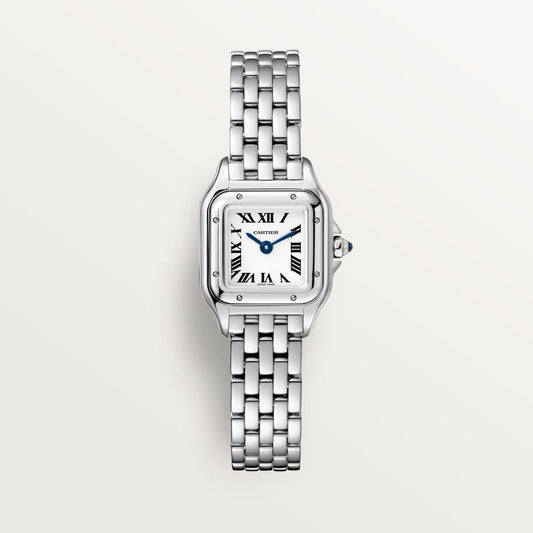 Panthère de Cartier Mini 25mm x 19mm Steel Blue Crown Silver Dial Steel Bracelet Quartz Watch
