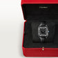 Santos-Dumont Large 43.5mm x 31.4mm Steel Blue Crown Black Lacquer Dial Alligator Leather Strap Manual Watch