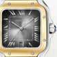 Santos de Cartier Large 39.8mm Steel Yellow Gold Blue Crown Anthracite Gray Dial Steel Bracelet Automatic Watch