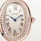 Baignoire Mini 18K Rose Gold Diamond Silvered Dial Alligator Strap Watch
