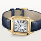 Santos-Dumont Large 43.5mm x 31.4mm Yellow Gold Blue Crown Silvered Satin-Finish Dial Navy Blue Alligator Leather Strap Manual-Winding Watch