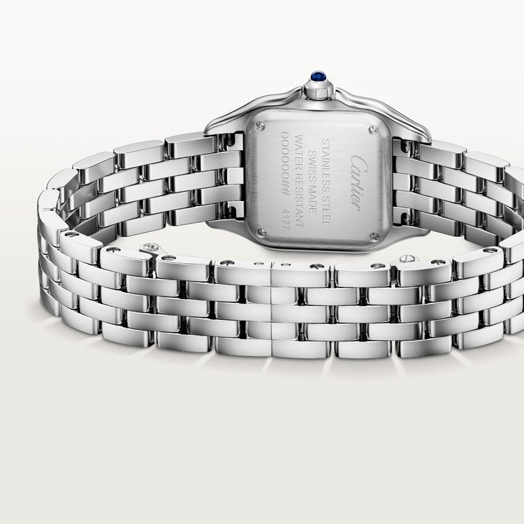 Panthère de Cartier Watch Small Model 30mm x 23mm Steel Blue Crown Silvered Dial Steel Bracelet Quartz Watch