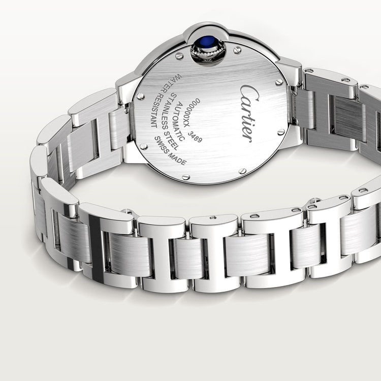 Ballon Bleu 33mm Steel Automatic Silver Guilloché Diamond Dial Steel Bracelet Watch