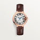 Ballon Bleu 33mm Rose Gold Automatic Silver Guilloché Dial Alligator Strap Watch