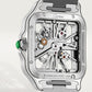 Santos de Cartier Skeleton Large 39.8mm Steel Green Jasper Crown Skeleton Dial Steel Bracelet Manual-Winding Watch