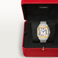 Santos de Cartier Medium 35.1mm Steel Yellow Gold Blue Crown Silvered Opaline Dial Steel Bracelet Automatic Watch