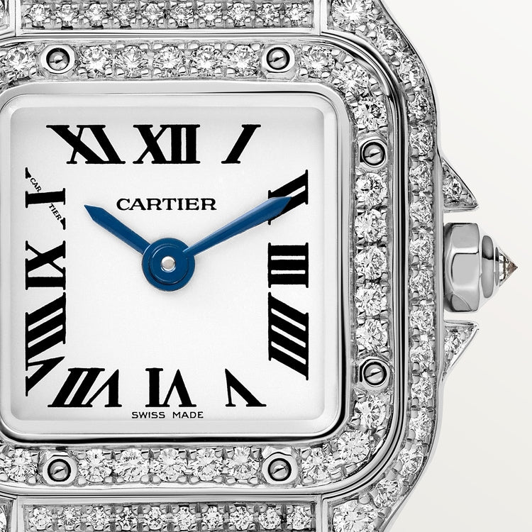 Panthère de Cartier Mini 25.1mm x 18.5mm White Gold Diamond Bezel Diamond Crown Silvered Dial White Gold Bracelet Quartz Watch