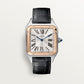 Santos-Dumont Large 43.5mm x 31.4mm Rose Gold Steel Blue Crown Silver Sunray Dial Alligator Leather Strap Quartz Watch