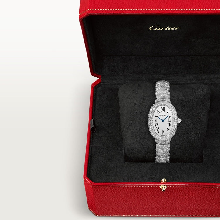 Baignoire Mini 18K White Gold Diamond Silvered Dial White Gold Bracelet Watch