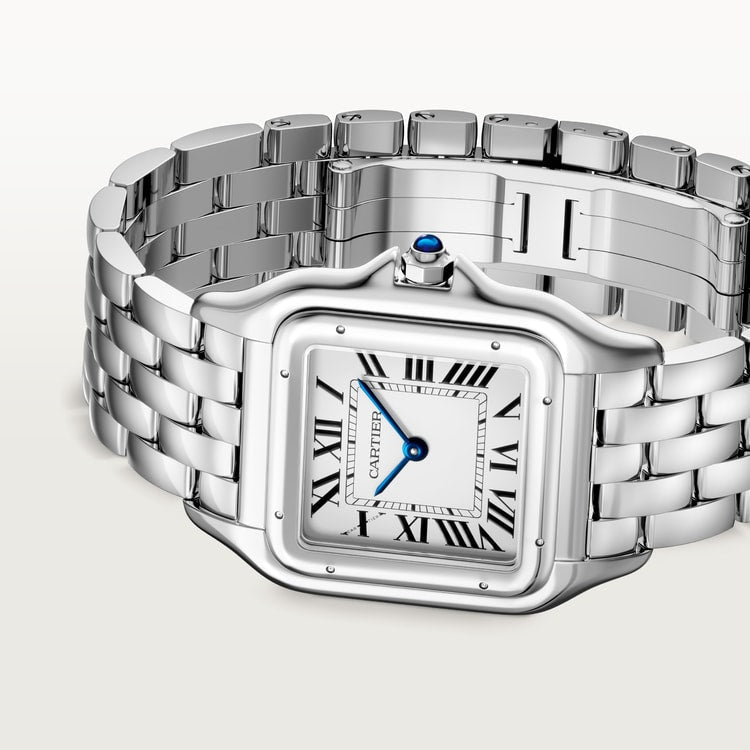 Panthère de Cartier Large 42mm x 31mm Steel Blue Crown Silvered Dial Steel Bracelet Quartz Watch